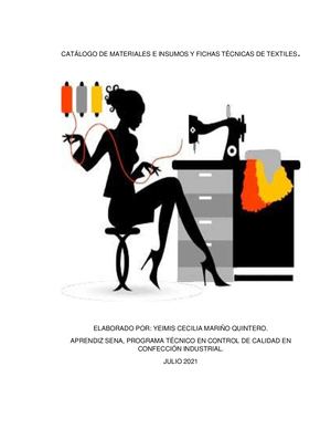 Catálogo De Materiales E Insumos Y Fichas Técnicas De Textiles Docx Yeimis M