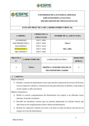 Diseño Y Construccion De Un Dinamometro Informe