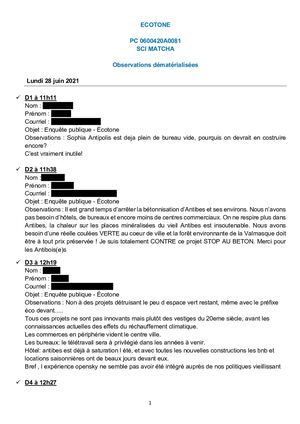 Observations Dematerialisées Ecotone 02 07