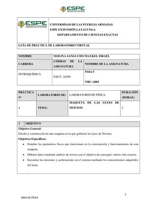 Diseño Y Construccion De Un Maqueta Para La Aplicaciond E Las Leyes De Newton