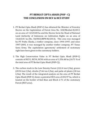 Summary Of Self Assessment PT TSE POP C Tunas Sawa Erma Group