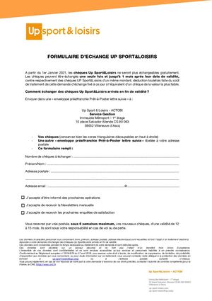 Formulaire éChanges Chèques 2021