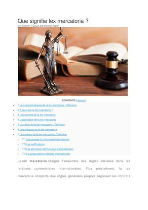 Qu'est ce qu'une Lex Mercatoria en juridique