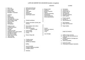 Liste Pour Vacances