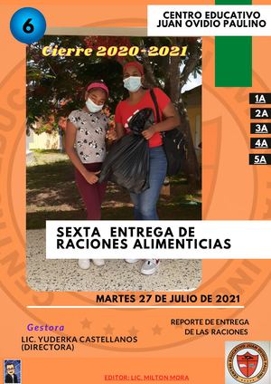 Sexta Entrega De Raciones Alimenticias