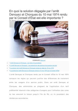 Quelle est la signification de l'arrêt Denoyez et Chorques du 10 mai 1974