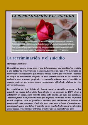 LA RECRIMINACIÓN Y EL SUICIDIO MERCEDES CRUZ