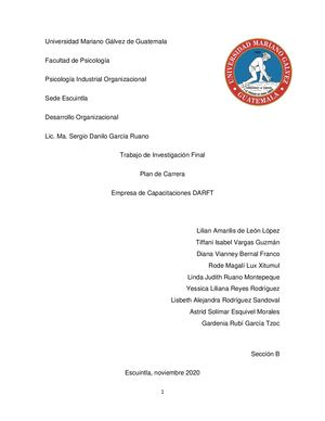 Trabajo De Investigación Final, Plan De Carrera