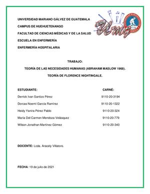Teoría De Abraham Maslow Y Florence Nightingale Docx