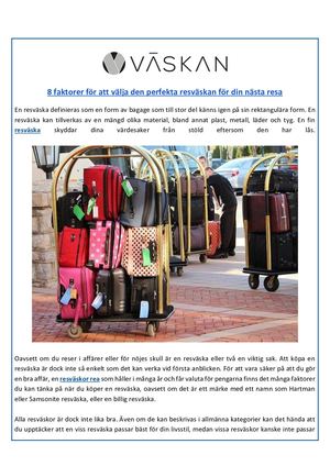 8 faktorer för att välja den perfekta resväskan för din nästa resa