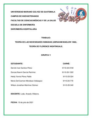 1 7 Teoría De Las Necesidades Humanas (Abraham Maslow 1968) Y Teoría De Florence Nightingale