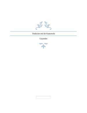 Tradición Oral De Guatemala