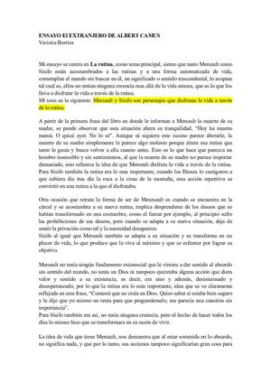 Ensayo El Extranjero Victoria Berríos