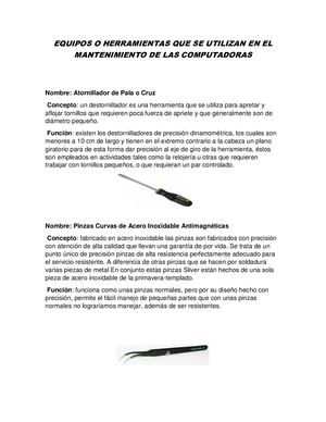 Herramientas Que Se Utilizan En El Mantenimiento De Las Pc