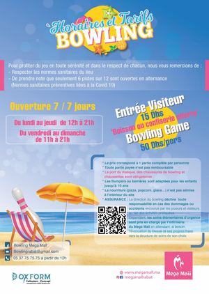 Bowling Tarifs Horaires Mega Mall Ete 2021