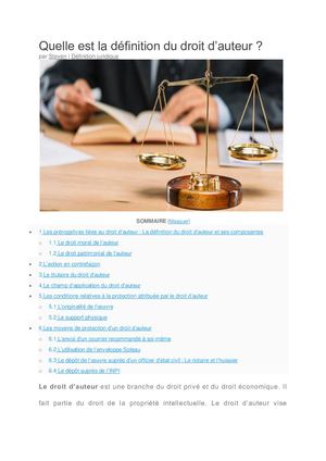 C'est quoi la définition du droit d’auteur