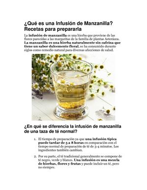 Qué Es Una Infusión De Manzanilla Recetas Para Prepararla