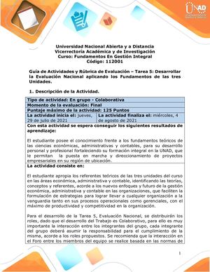 Guía Actividades Y Rúbrica Evaluación Tarea 5 Desarrollar Evaluación Nacional