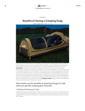 Campingoffers Com Au Benefits Of Having A Camping Swag