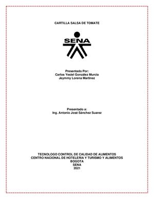 Cartilla Salsa De Tomate