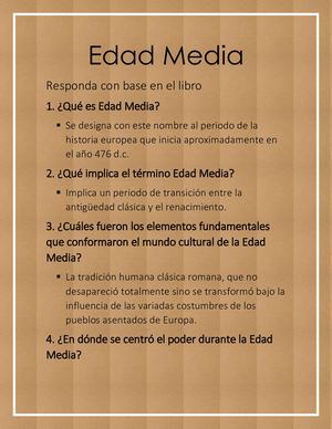Edad Media Cuestionario