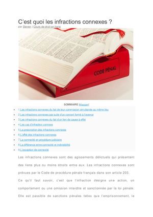 Qu'est ce que les infractions connexes