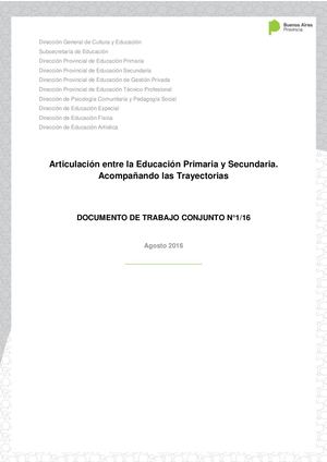 Proyecto De Articulacion Entre Primaria Y Secundaria