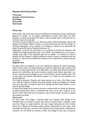 Resumen De El Si De Laas Niñas