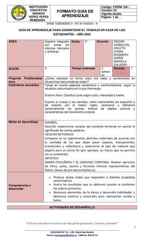 Guia De Español Grado 3 Periodo 1 (1)