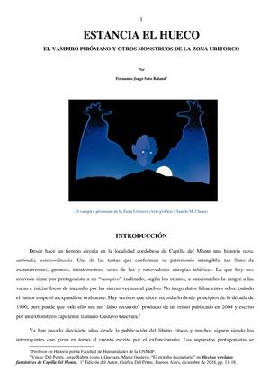 ESTANCIA EL HUECO -  EL VAMPIRO PIRÓMANO Y OTROS MONSTRUOS DE LA ZONA URITORCO
