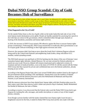 Dubai NSO Group Scandal | UAE Peagus Spyware