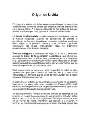 Origen De La Vida