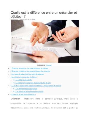 C'est quoi la différence entre un créancier et débiteur