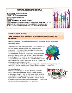 Actividades Cívica, Noveno, Semana 5, III Parcial