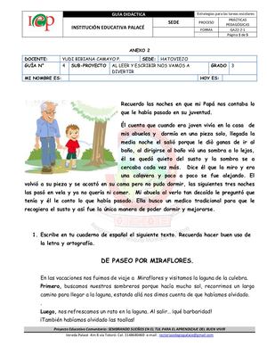 Guia 4 Español Grado Tercero