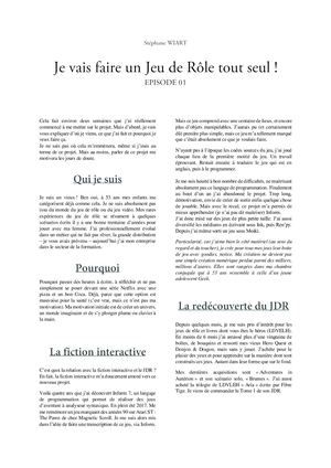 Journal De Bord Ep 01  : Je vais faire un JDRr ou un LDVELH tout seul !