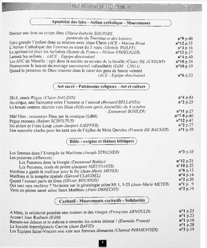 Eglise de Metz 2014-Index Analytique