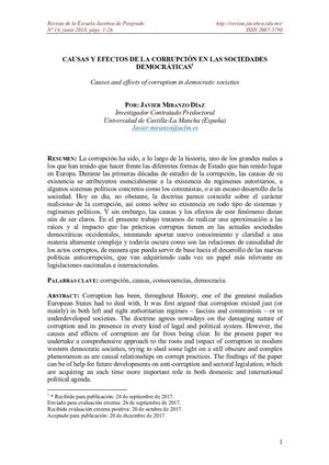 Causas Efectos Corrupcion Sociedades Democraticas