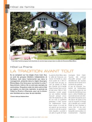 Hôtel La Prairie, La Tradition Avant Tout