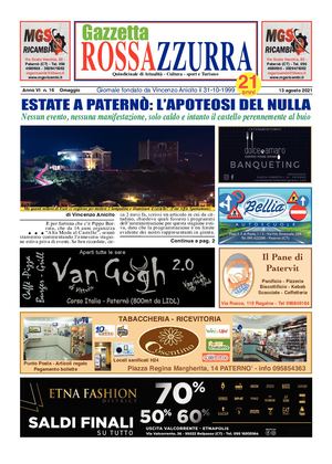 Gazzetta Rossazzurra Anno Vi N 16 Del 13 8 2021