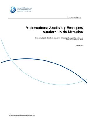 Cuadernillo De Fórmulas De Análisis Y Enfóques