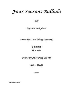 4 Seasons Ballade For Soprano And Piano Score With Program Notes