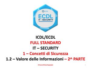 ICDL/ECDL FULL STANDARD - IT SECURITY - CONCETTI di SICUREZZA - VALORE delle INFORMAZIONI - PARTE 1_2B