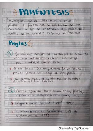 Orto Uso Del Paréntesis Anotaciones Y Ejercicios Emely Sandoval 5to Pmp