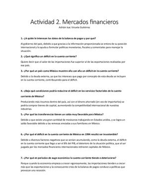 Actividad 2. Mercados financieros