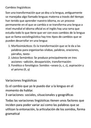 Cambios Lingüísticos