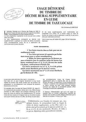 Usage détourné du timbre du décime rural