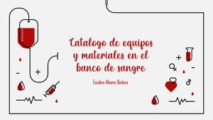 Catalogo De Equipos Y Materiales En El Banco De Sangre