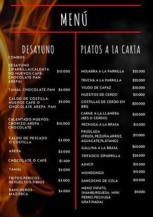 Menú Ziparrilla