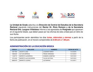 Listado De Títulos Por Retirar De Posgrado